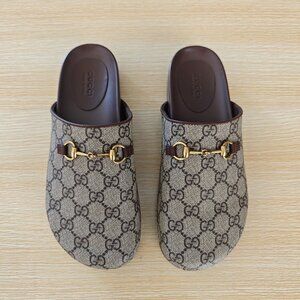 Gucci Horsebit-Detailed GG Supreme Mules